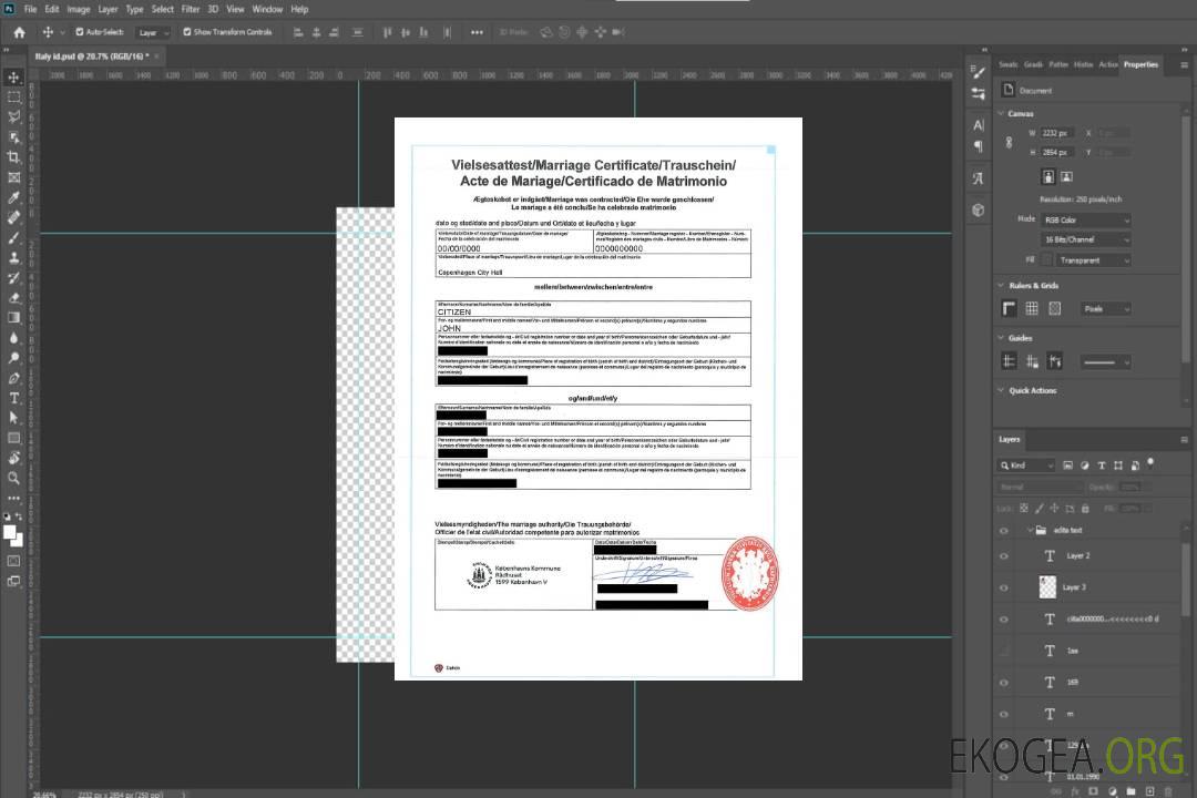Acte de mariage international du Danemark template Acte de mariage international du Danemark template